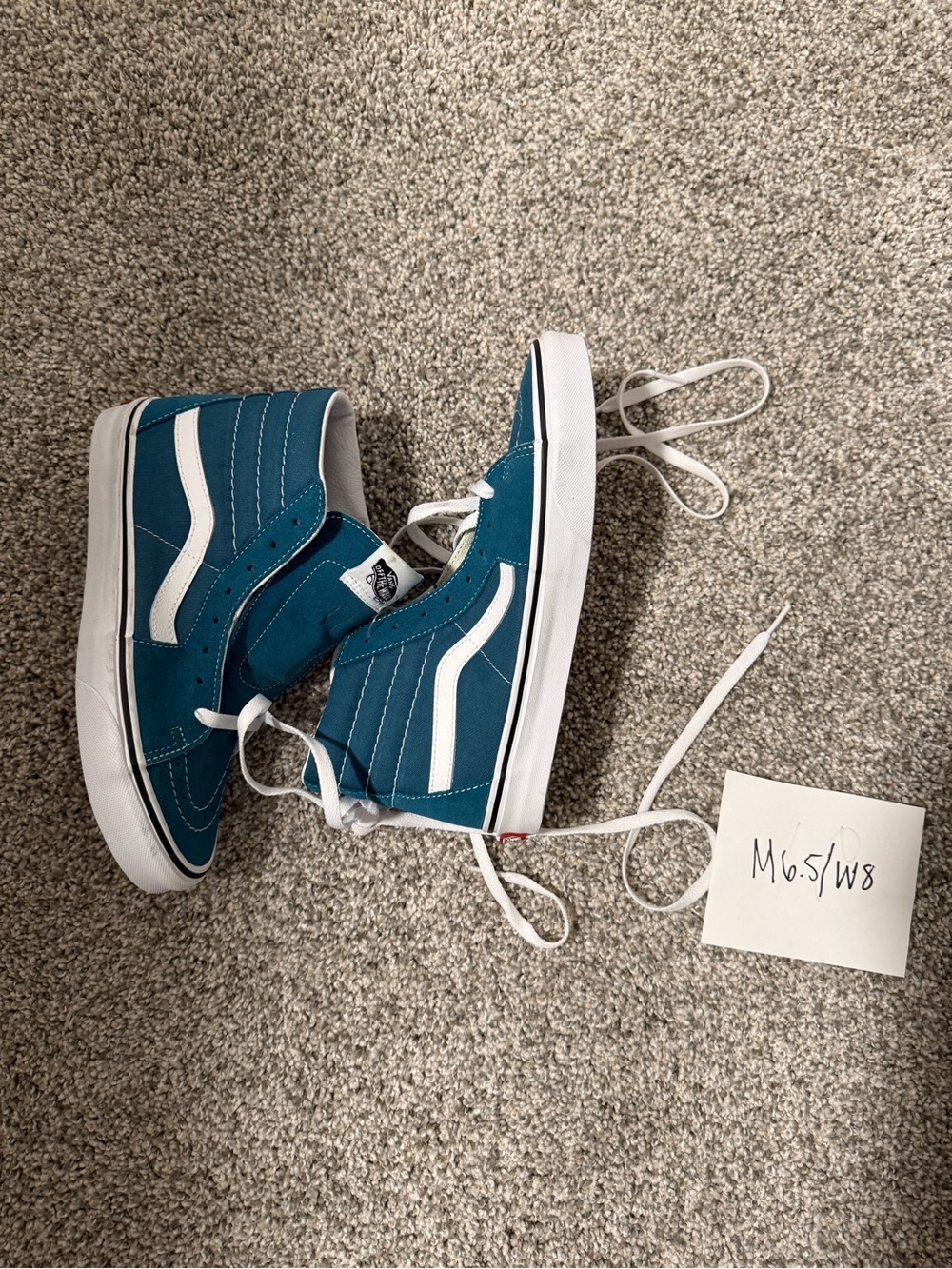 Vans Teal High-Top Sneakers with White Stripe